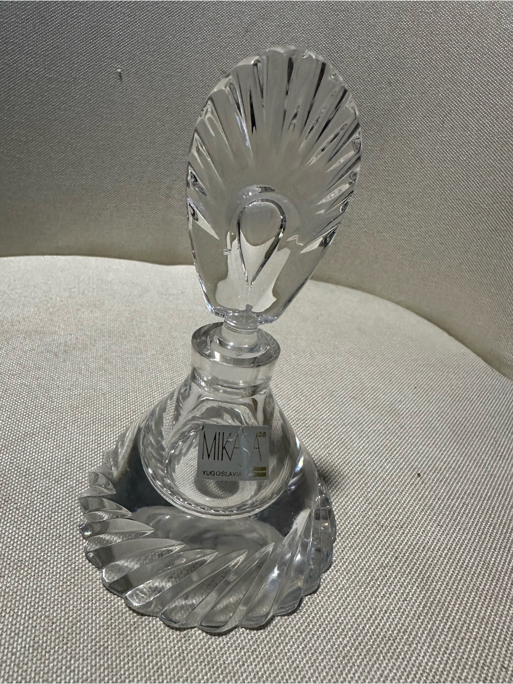 Mikasa Clear Crystal Perfume Bottle with Decorative Stopper